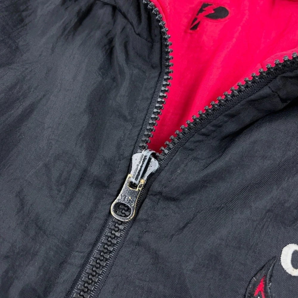 Vintage Chicago Bulls Puffer Jacket‎ Men XL Reversible 90s Red Black Embroidered